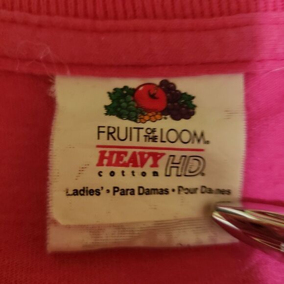 Fruit Of The Loom 100% Cotton Pink Size L V-neck Tee - Picture 3 of 7